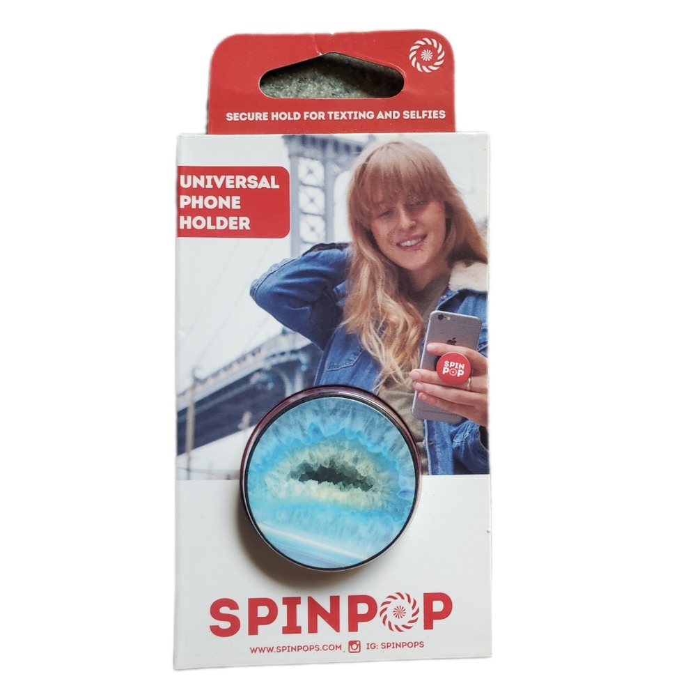 SpinPop Blue Geode Universal Phone Holder- NEW!